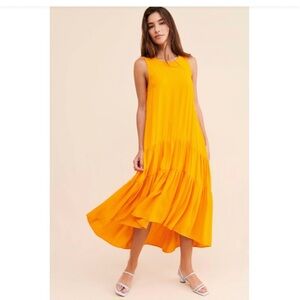 ANTHROPOLOGIE MAEVE MARLENE DROP WAIST TRAPEZE SWING TIERED MAXI DRESS XL